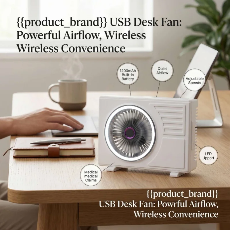 Mini USB Desk Fan With Light Small Quiet Powerful Personal Portable Desktop Table Fan For Home Office Travel Indoor Outdoor