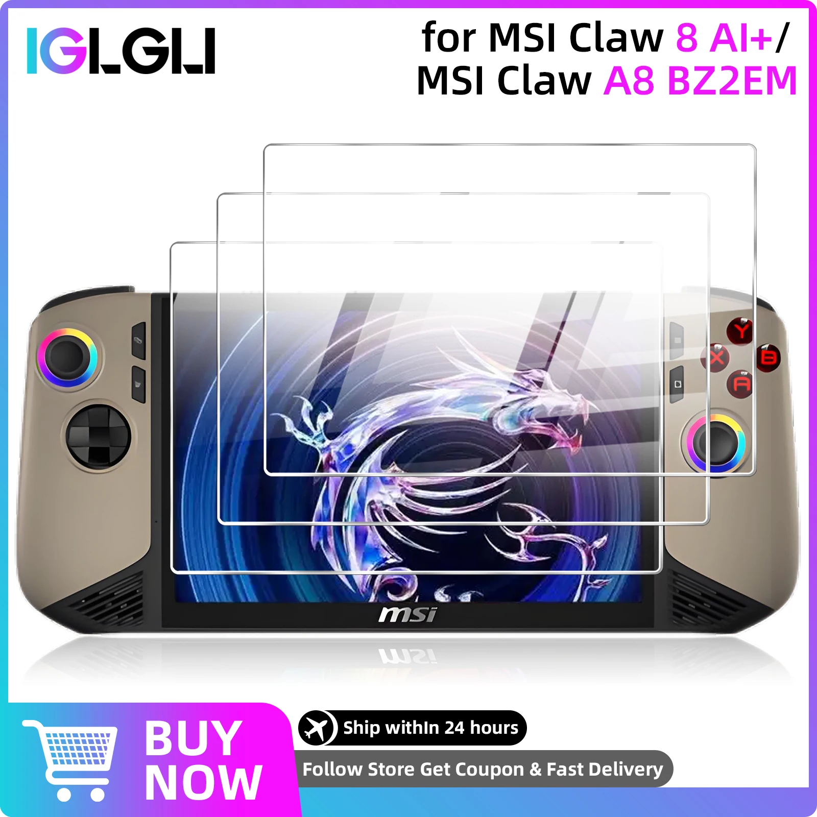 9H Tempered Glass Screen Protector for MSI CLAW 8 AI+ / MSI CLAW A8 BZ2EM Protective Film Anti-Scratch Gaming Accessories