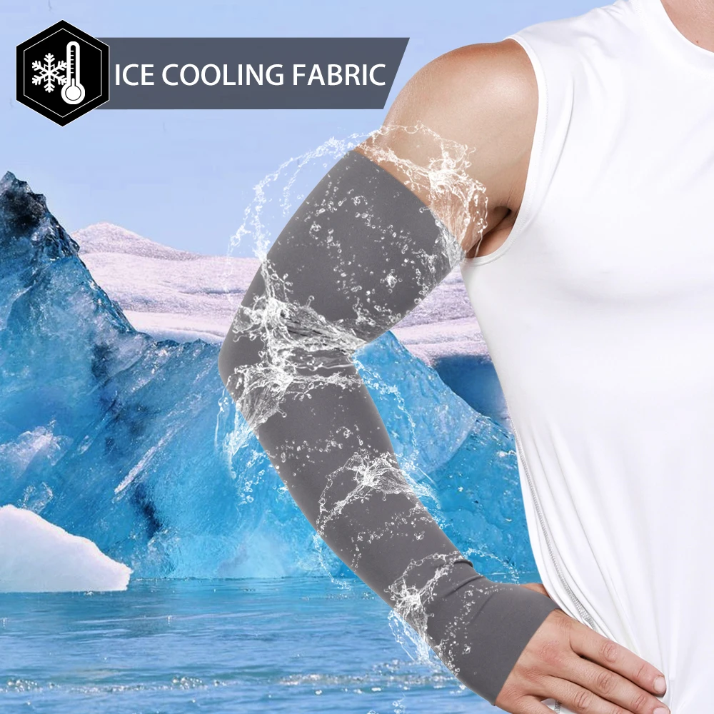 Sun UV Protection Arm Sleeve Fishing Cycling Basketball Running Sports Arm Warmer Cool Hand Cover Elastic Cuffs Summer Men Women