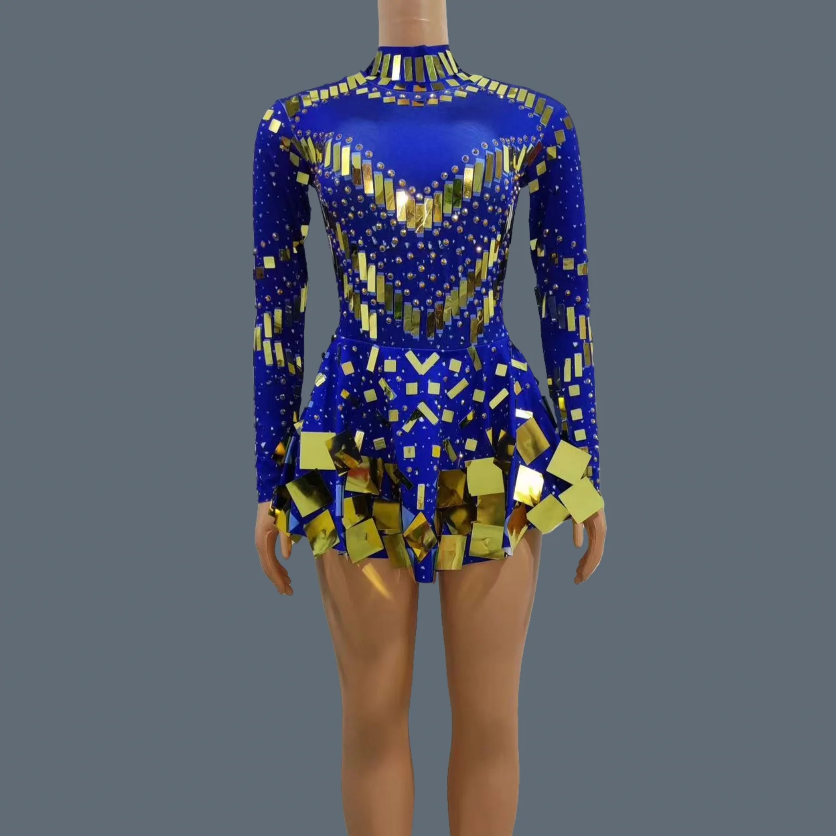 

Sparkly Sequins Rhinestones Short Dress Women Sexy Party Evening Celebrate Birthday Pleated Dress Performance Stage Wear Xieshi