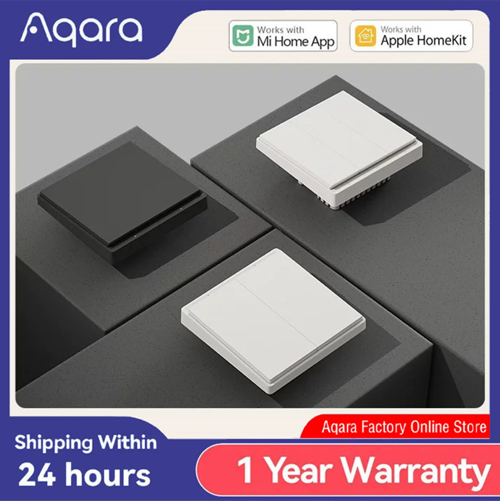 Interrupteur mural intelligent Aqara E1 ZigBee 3.0, maison intelligente, interrupteur sans fil pour clé et lumière, fil de terre avec ou sans neutre pour Xiaomi Mi Home homekit