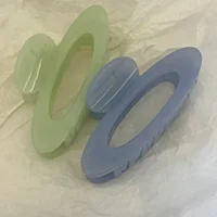1PC Jelly Hollow Shark Clip, Light Blue Mint Green Large Hair Claw, Elegant Women Summer Daily Fashion Hair Accessories - Image 2