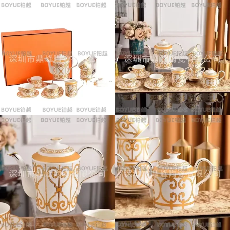 Yellow Ceramic Coffee Cup and Saucer Set European Light Luxury Style British Afternoon Tea Mug Elegant Gift for Home Decor