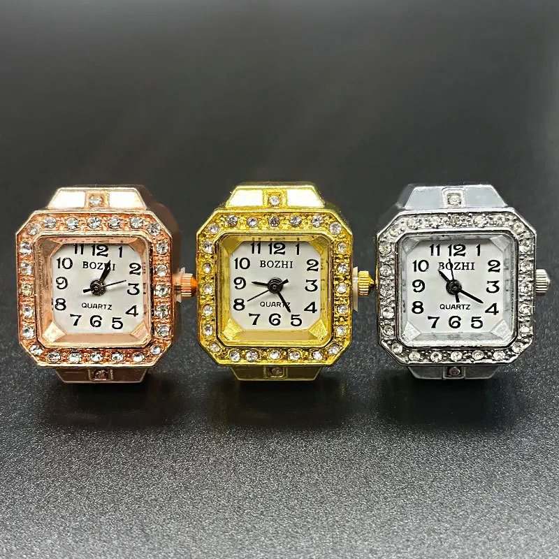 Finger Quartz Watch Mini Small Elastic Band  Alloy Watches Female Rings Jewelry Clock Women Classic Quartz Rose Gold Watch Ring