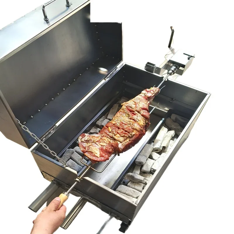 

Smokeless Automatic Roasted Lamb Leg Stove with Lid Electric Charcoal Stuffed Lamb Chop Rack Rotary Furnace