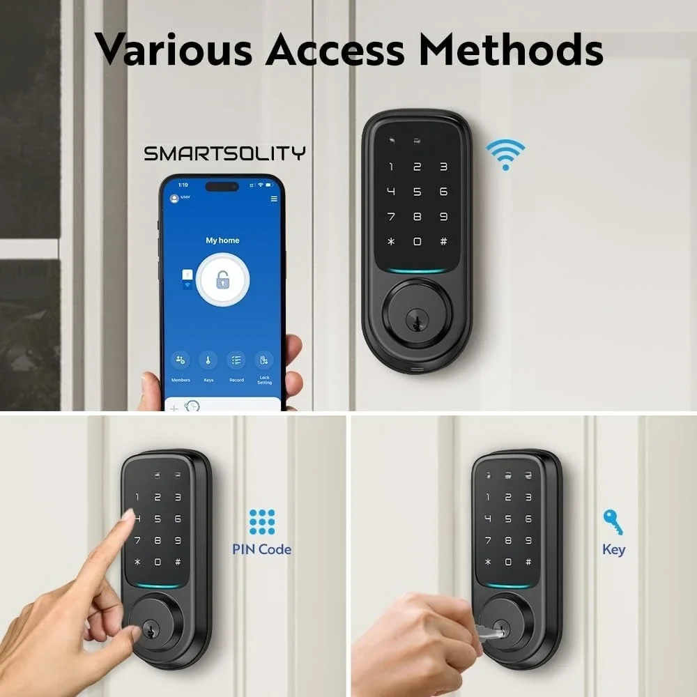 

Smart Digital Door Lock, Designed in Korea, Keyless Entry,Touchscreen Keypad, Auto Lock, IP54 Waterproof, Matt Black GT10K