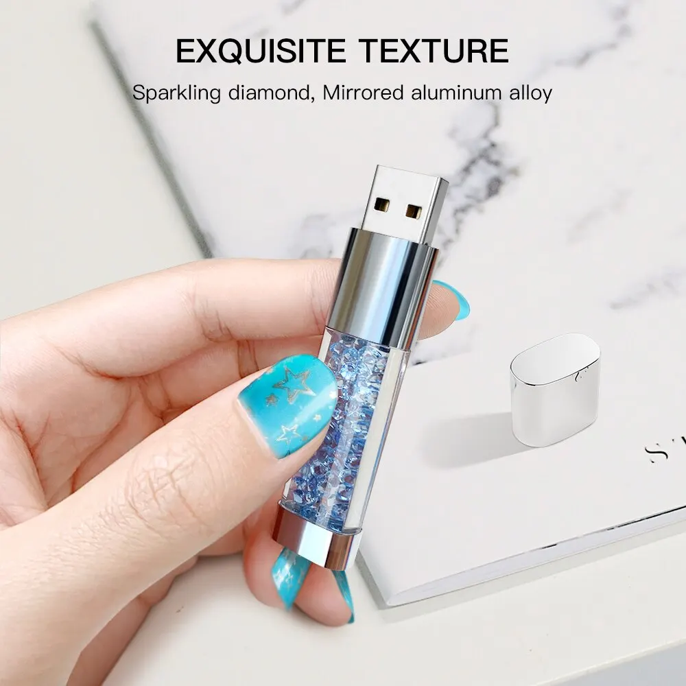 Fashion Diamond USB Flash Drive 64GB Waterproof Pendrive 64gb Memory Stick Memoria Cel USB Crystal USB Gift image 3