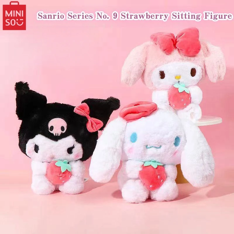 

MINISO Sanrio Series Strawberry Sitting Series Plush Dolls Cute Home Ornaments Doll Pillows Cartoon Peripheral Gifts for Girls