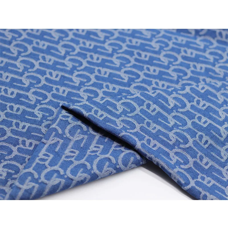 

Alphabet jacquard fabric cloth denim fabric denim fabric high-grade washed polyester cotton cotton twill thickened