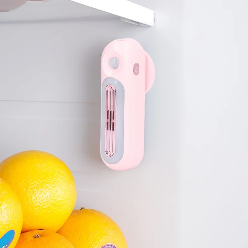 USB Rechargeable Refrigerator Deodorizer Smart Sensing 5V 120mA Warm Night Light Closet Deodorizer Pink
