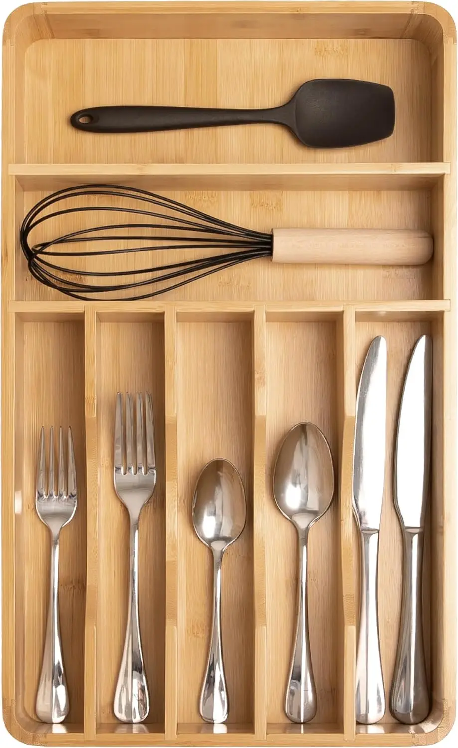 

Silverware Organizer - Cutlery, Flatware, and Utensil Holder for Kitchen Drawers, Fixed 10.5” Width