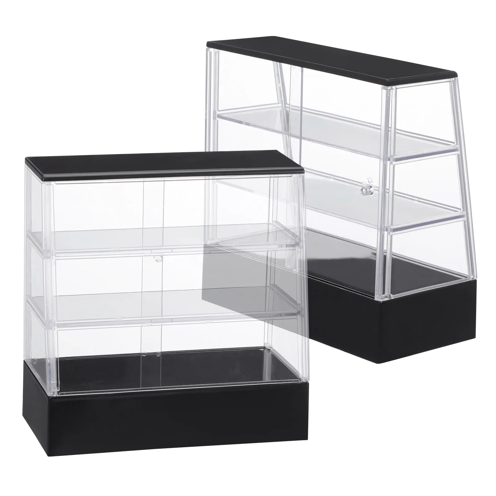 

2Pcs Mini Bakery Display Cabinet Mini House Decor Sliding Door Cake Cabinet Dollhouse Accessory Miniature Store Cupboard