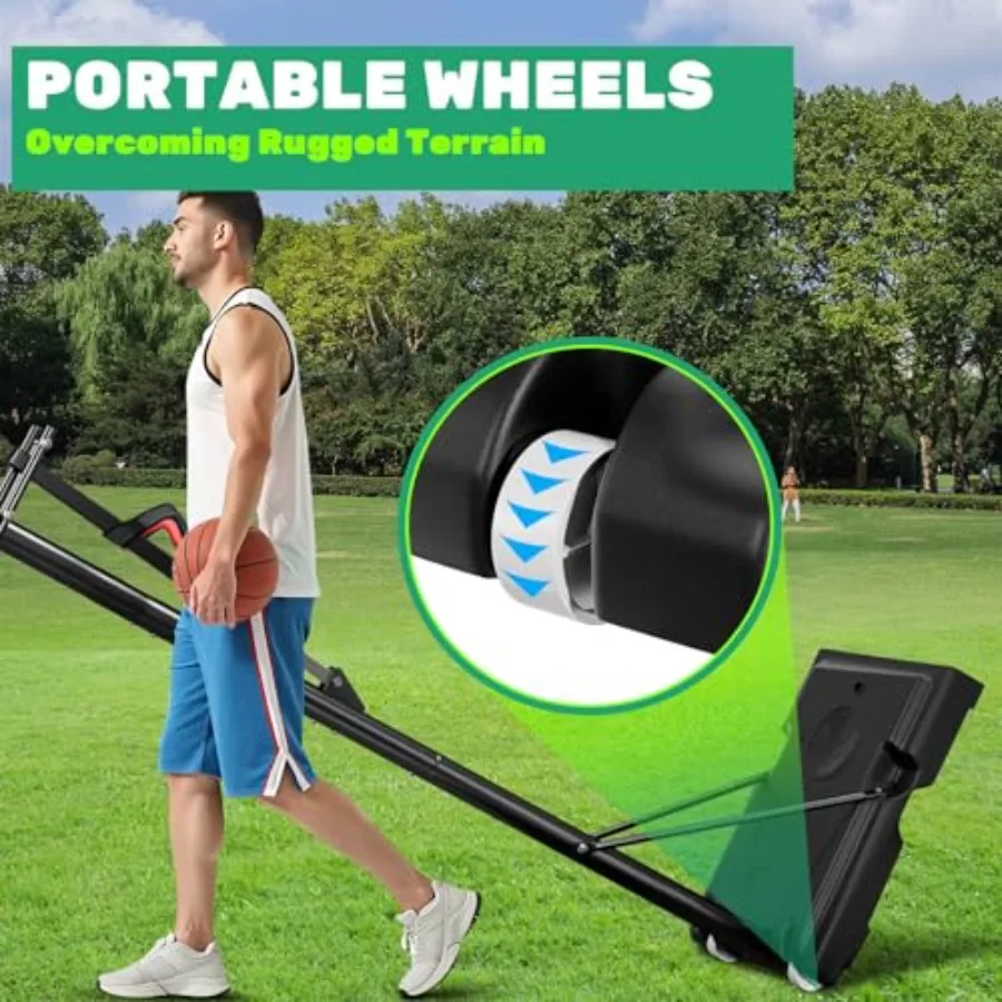 44 Portable Basketball Hoop System for Outdoors with Adjustable Height Ranging from 5.5 to 10 Feet Features Breakaway Rim and I