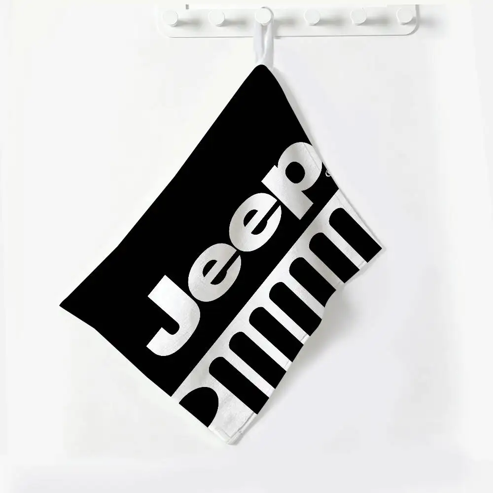 J-Jeep car Thickened Polyester Cotton Hanging Towel, High Absorbent Hand Wiping Towel for Indoor Use