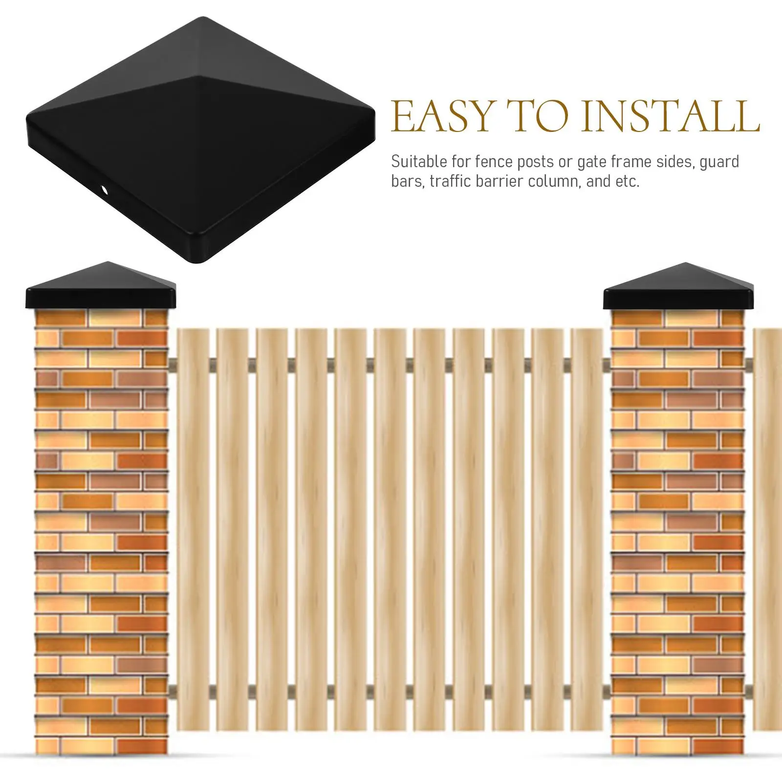 Description Picture 6 of item12 Pcs Reusable Fence Post Caps Cover Water Proof Column Railing Cover Column Plastic Black Accessories Plastic for Guardrail