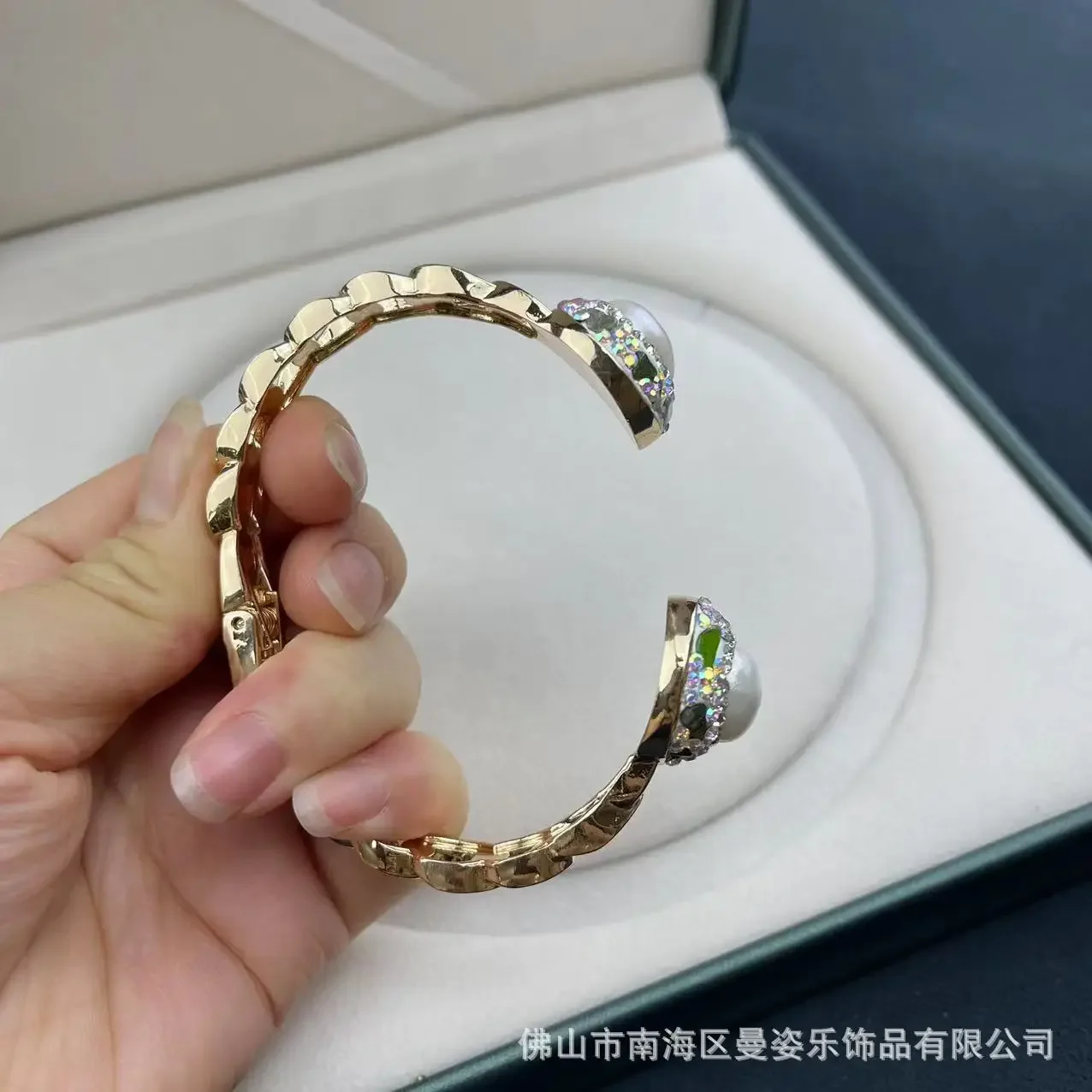 Baroque pearl clay inlaid tourmaline live color retention bracelet original design jewelry vintage jewelry
