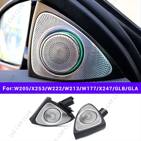 3/64 색상 메르세데스 벤츠 W205 W213 W222 X253 W177 GLB A/C/E/GLC/S 클래스 자동차 LED 경적 액세서리 용 3D 회전 트위터 스피커