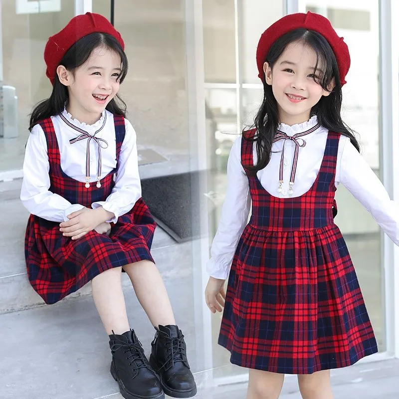 فستان قميص TikTok الفيروسية للربيع والخريف للفتيات - فستان أنيق للأطفال الكبار والمتوسط لعمر 4-12 سنة #2