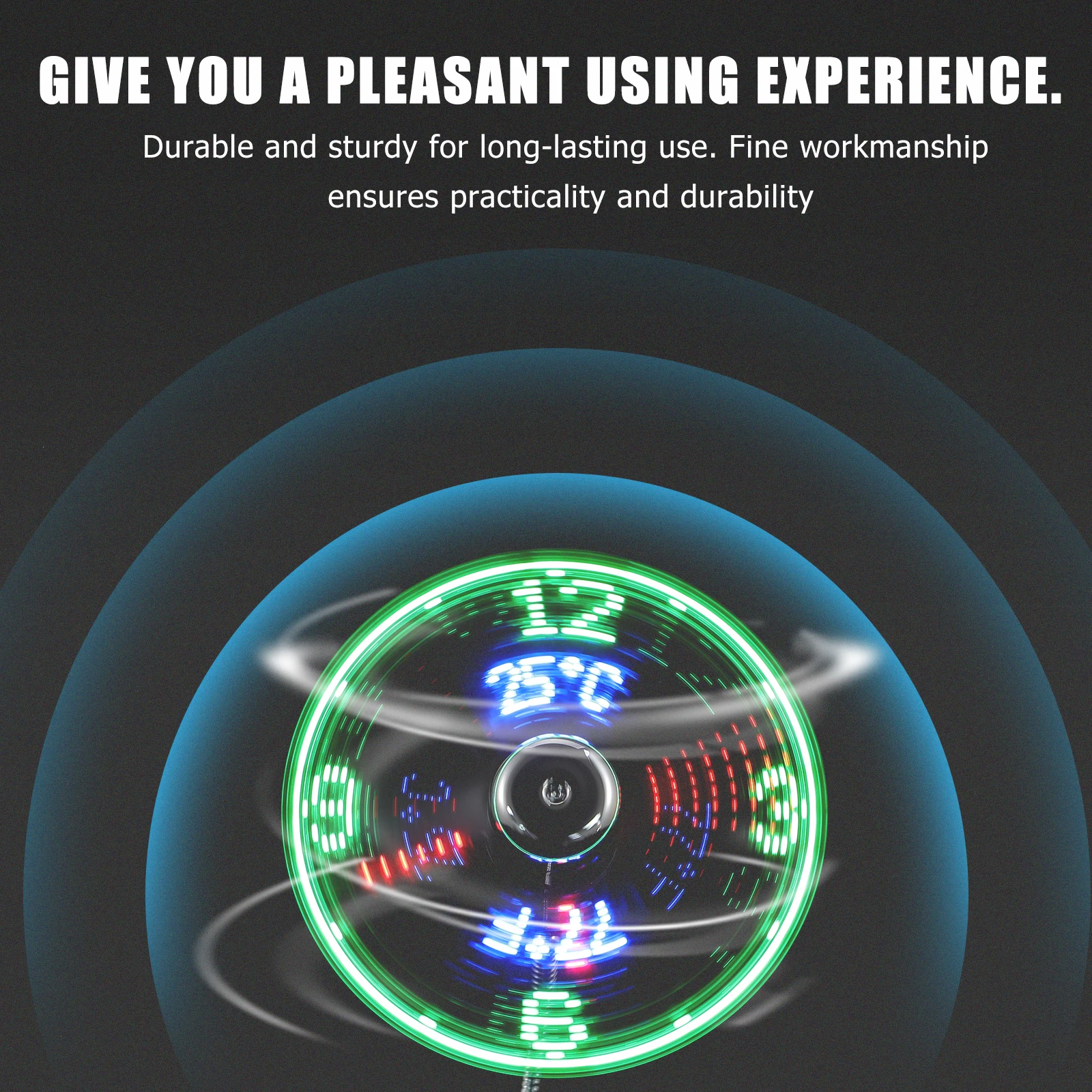 

LED Luminous Fans Mini USB Portable Cooling Small Aluminum Light Display Temperature Clock Durable PVC Computer Gadgets