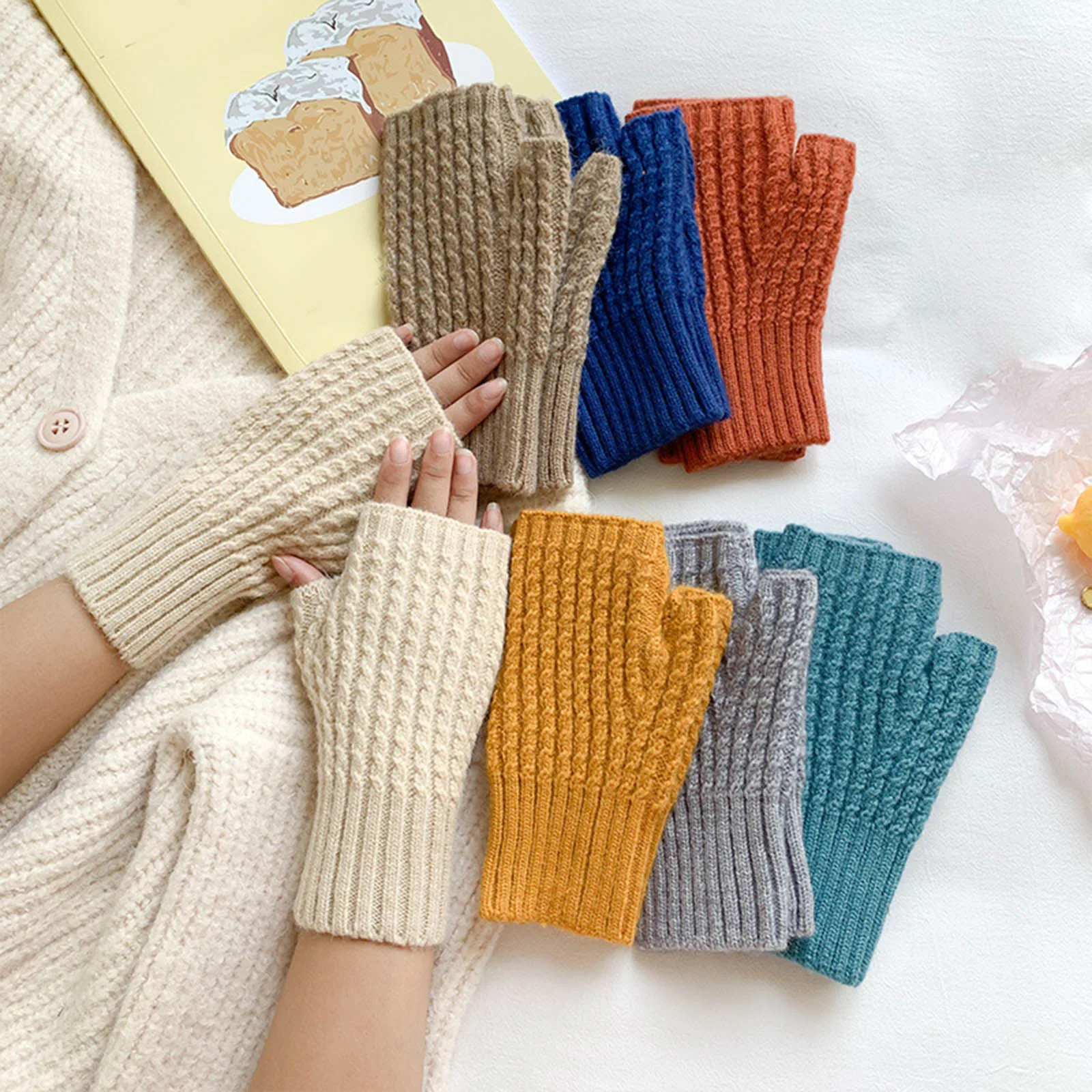 

Half Finger Knit Gloves Winter Soft Wool Knitted Keep Arm Warm Mittens Outdoor Windproof Thermal Handschoenen Fingerless Guantes