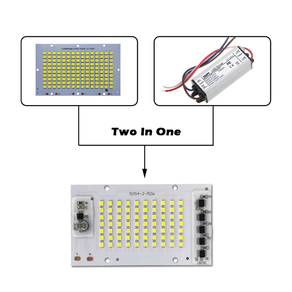 Ledowy Chip lampa 10W 20W 30W 50W 100W 150W 200W koraliki świetlne AC220V SMD2835 źródło reflektora do oświetlenia zewnętrznego