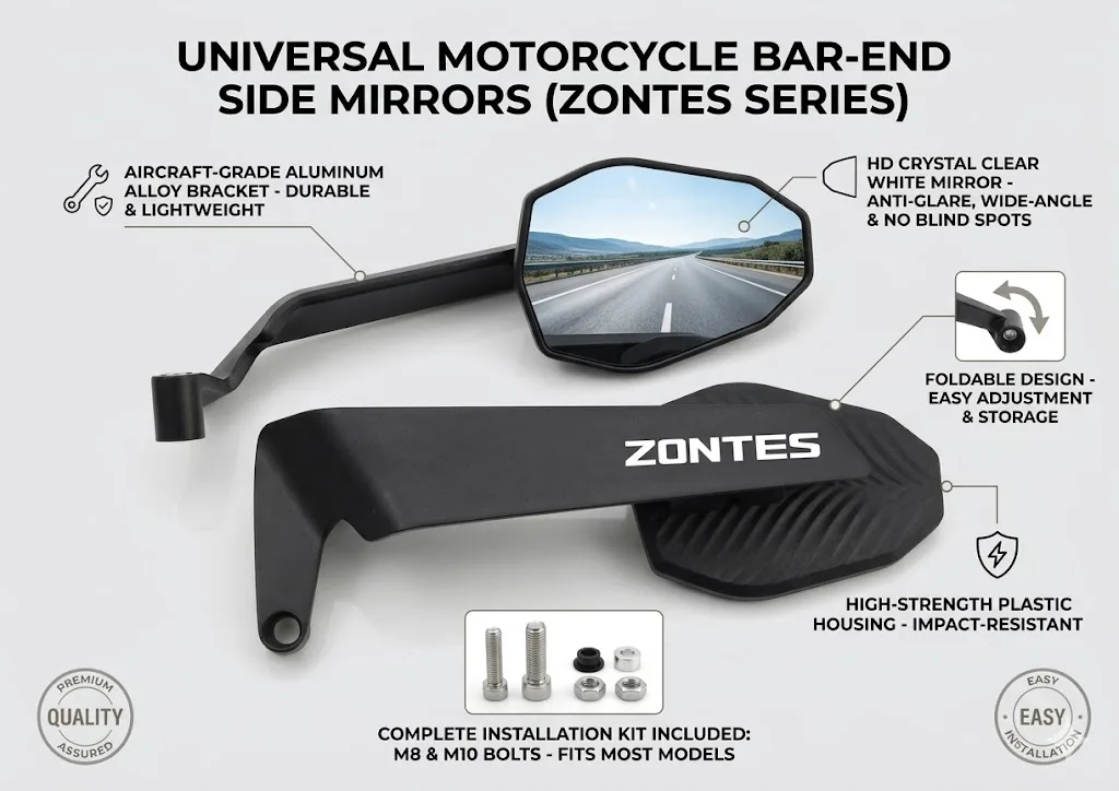 Specchietti retrovisori laterali modificati a forma di ala per moto, accessori per ZONTES 703F 703 R RR 368G 368D 368E 368M 350E 350M 2023