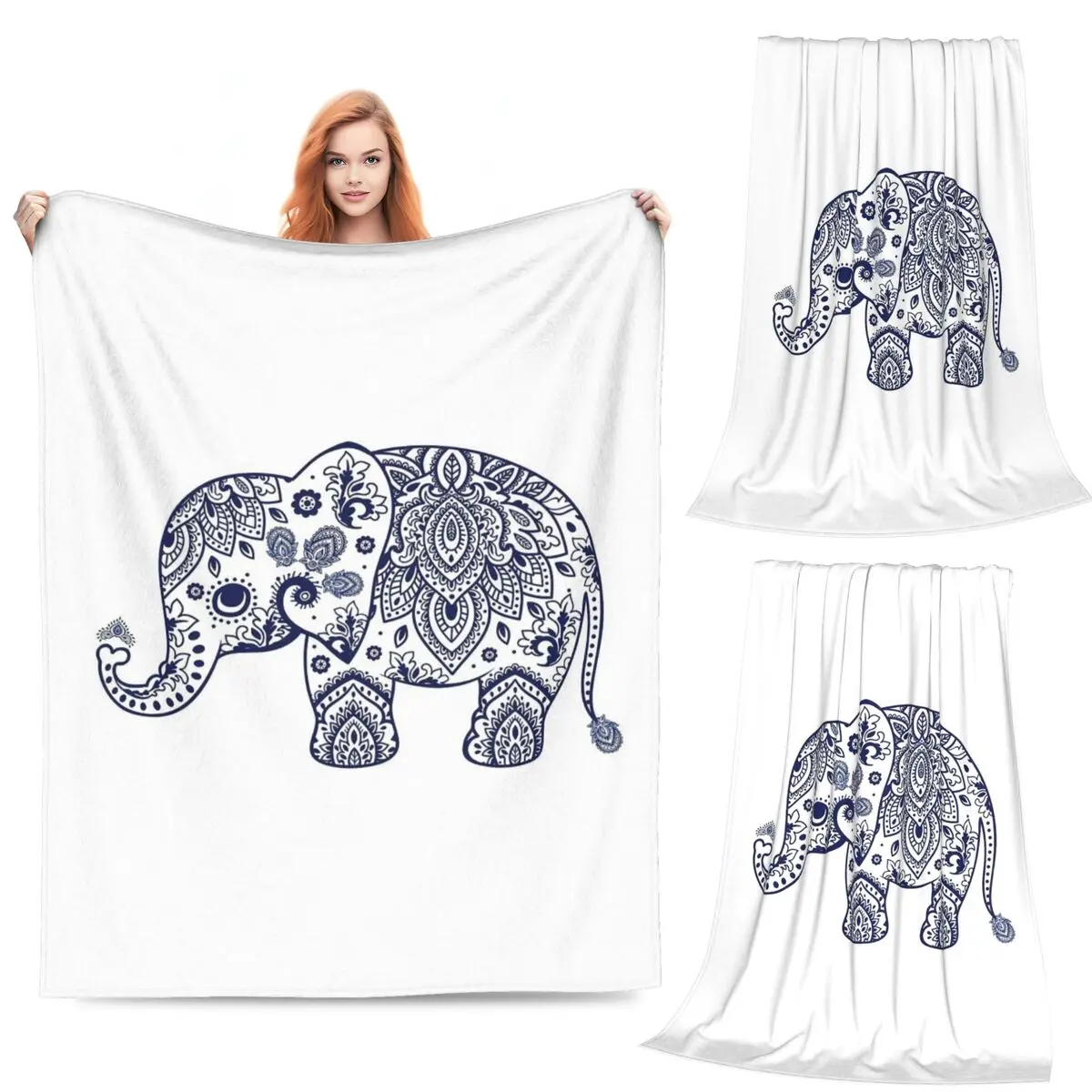 

Синие цветочные одеяла со слонами, фланелевое одеяло для дивана, портативные пледы для дивана, постельные принадлежности, офисные пледы, покрывало, одеяло