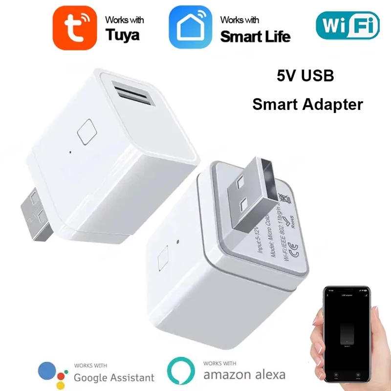 

Tuya WiFi Micro USB-адаптер WiFi USB-адаптер питания Smart Timing Charge Plug работает с Alexa Google Alice Assistant Smart Life