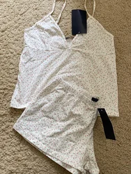 New Pink Floral Cotton Tank Shorts Set Woman Summer V-neck Crop Top+Straight Sweatshorts Sweet Cute Home Pajama 2 Piece Sets Y2k