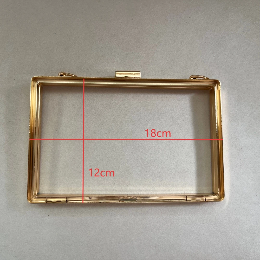 18cm Customized Metal Box Clutch Wallet Frame Bag Case with Black Plastic Sheet - Hardware Purse Frame for Handbag Accessories
