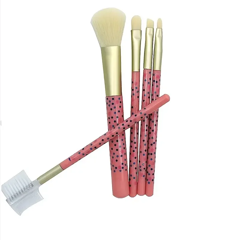 Set Kuas Rias 5 Buah Kuas Rias Premium, Kuas Eyeshadow Kit Rias Profesional Payet Kristal