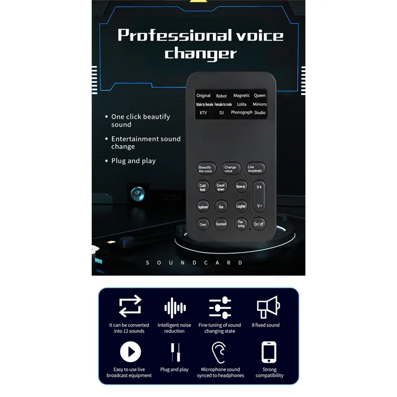 휴대용 음성 변조기 사운드 변조기 장치 전화 통화 게임 기계용 사운드 효과 8개-Y41A