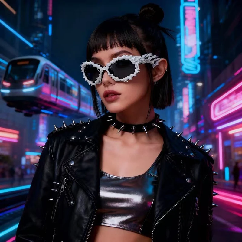 

New Personalize Irregular Frame Designer Sunglasses Women And Men Spike Venom InspiredPunk Sun Glasses Hip-top Party Cool Shades