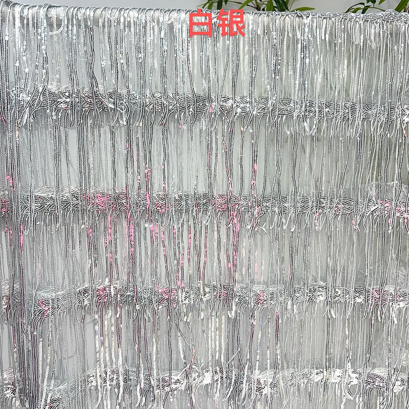 

10 Colors Stripe Embroidered Sequin Tassel Lace Fabric Bridal Evening Dress Material Trim