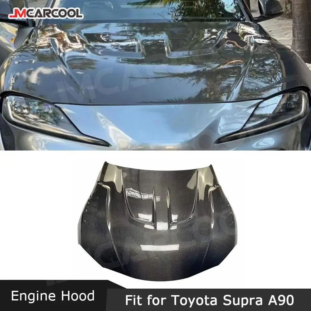 

Carbon Fiber/FRP Unpainted Black Front Bumper Engine Hood Protector Covers Car Accessorise For Toyota Supra A90 LB Style