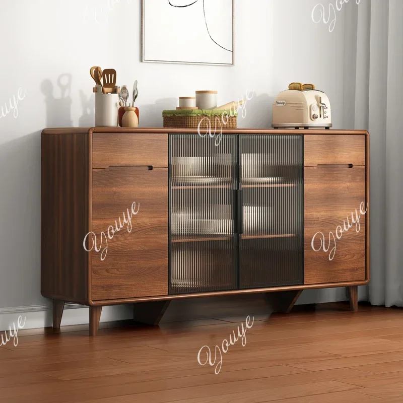 B XS Side Cabinet Modern Simple Household Solid Wood Frame Living Room Integrated Against The Wall Tea And Wine Cabinet Kitchen