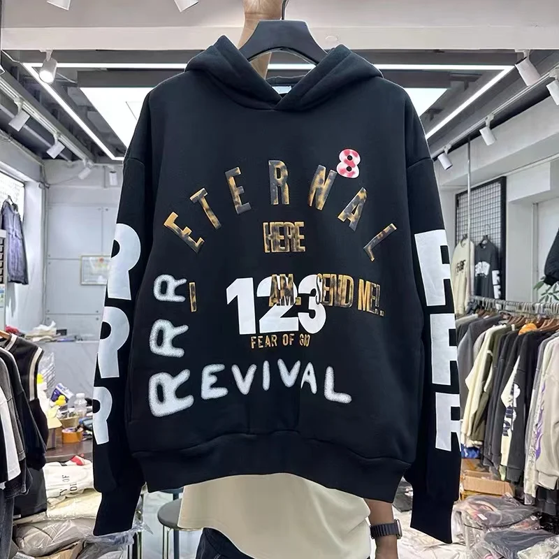 2023 Winter RRR123 Long Sleeve Hoodie Men Women Top Quality Puff Print RRR-123 Logo Letter Print Hooded Pullover