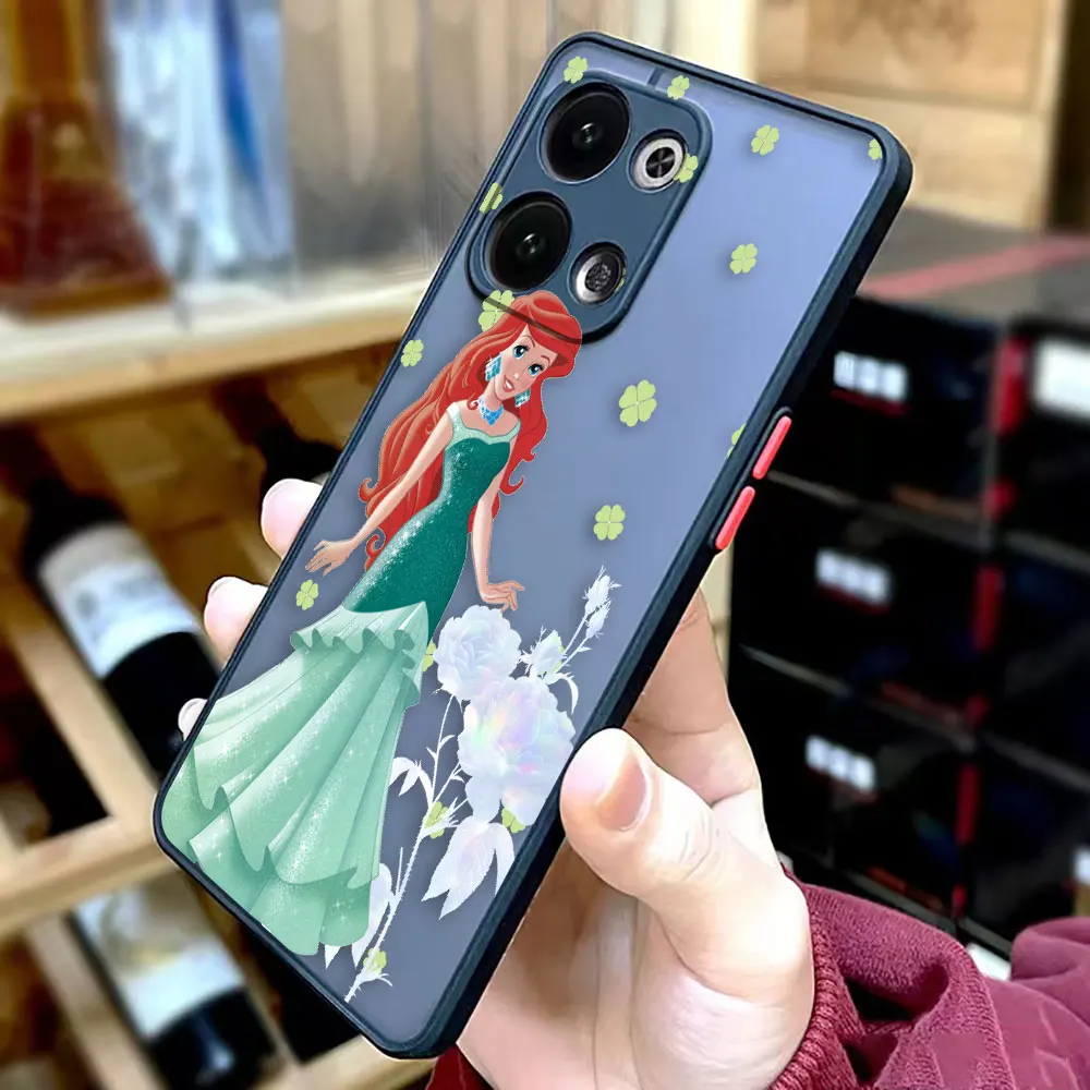 Matte Phone Case for OPPO RENO 8 8T 7Z 7 6Z 6 5 4 3 PRO PLUS 4G 5G Hard Case Funda Coque Capa Shell Cover Anime Mermaid Princess