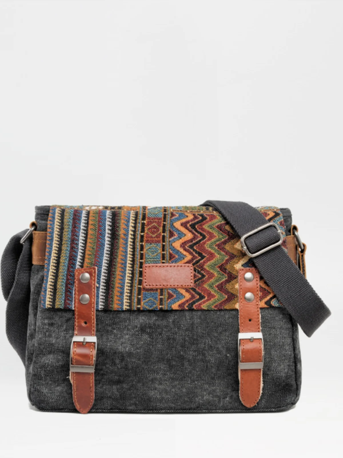 Original Ethnic Style Retro Canvas Crossbody Bag Color Block Casual Canvas Bag Trendy Bag Camera Bag Men's Bag Street Style