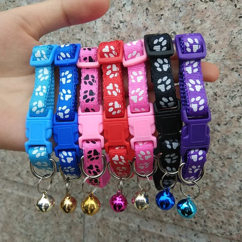 Hot Sale Multi-color Adjustable Cat Pet Collar with Bell Buckle for Small Puppy Kitten Supplies Accessories