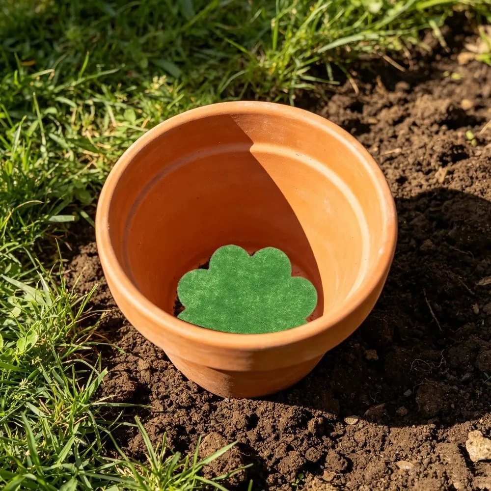 60pcs Polyester Plant Pot Drainage Pad Green Round Planter Hole Filter Mat Breathable Mesh Soil Leak Prevention Pad