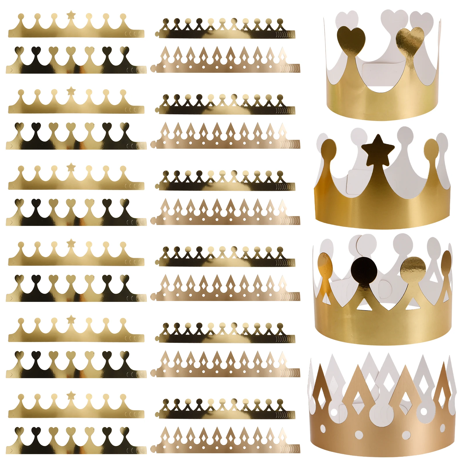 

40 Pcs Birthday Paper Crowns Golden Thick Classroom Party Hats Happy Gatherings Easy Assembly Bulk Decorations