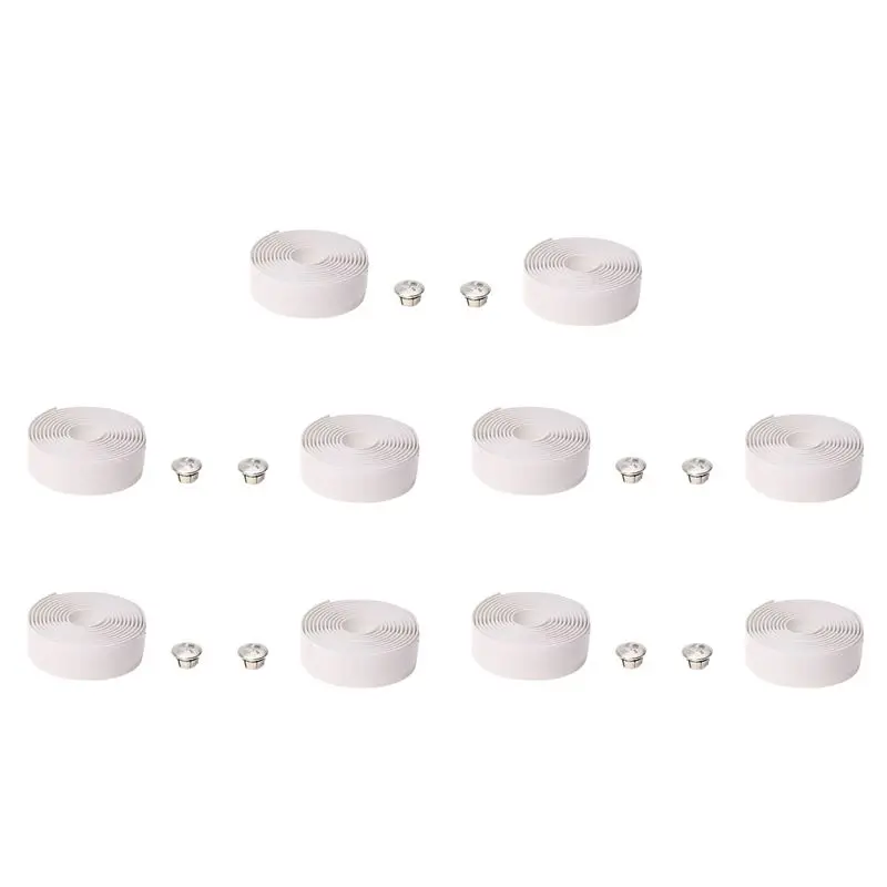 A89E-10X Road Bike Bicycle Cork Handlebar Bar Grip Wrap Tape + 10 Bar Plugs-White