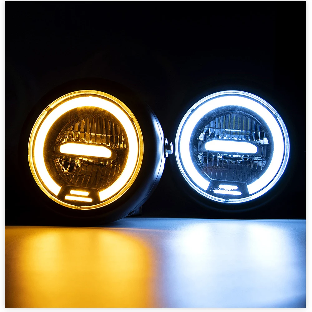 Torvian 6.5 Inch Universal Motorcycle LED Headlight Round Front Lamp High Low Beam DRL Waterproof Cafe Racer Retro Refit