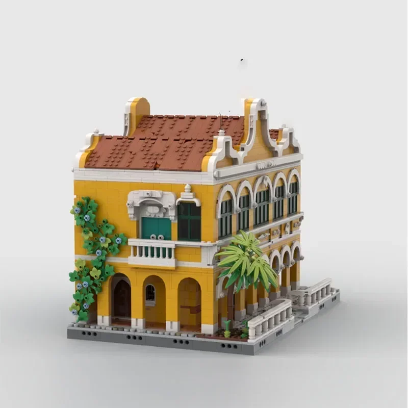 Street View Model MOC Bouwsteen Administratief Kantoorgebouw Modulaire Technologie Geschenken Vakantie Monteer Kinderspeelgoed Pak