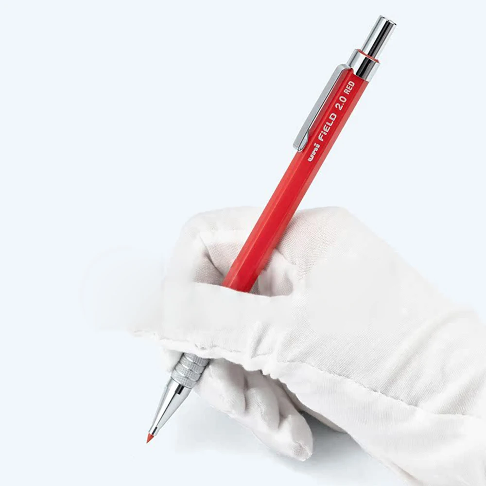 Japan UNI Mechanical Pencil 2.0mm Red Lead Low Center of Gravity Hexagonal Pole Professional Drawing Design MH-500 Art Supplies