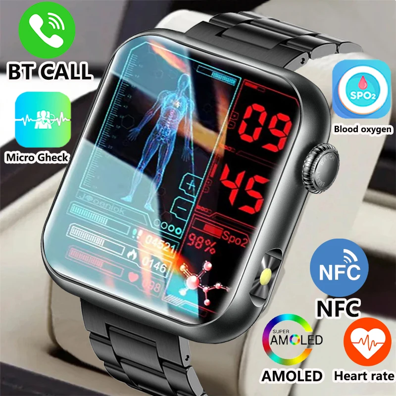 

2025 New LED Women AI Smart Diagnosis Smart Watch HRV+PPG Blood Pressure Blood oxygen Health monitor IP68 NFC Smartwatches ﻿