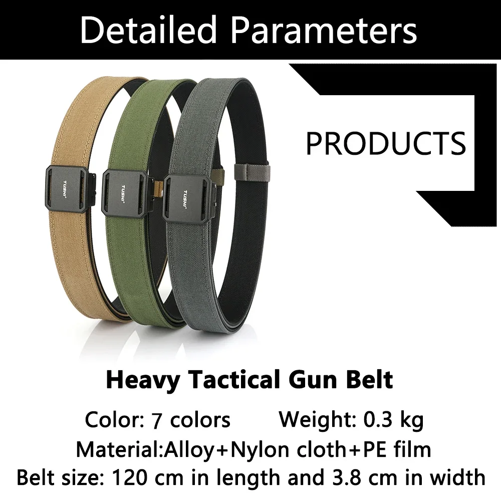 TUSHI Brand 3.8 Double Layer Thickened Tactical Belt CS Multifunctional Automatic Buckle Upgraded Version Gun Hanging Nylon Belt
