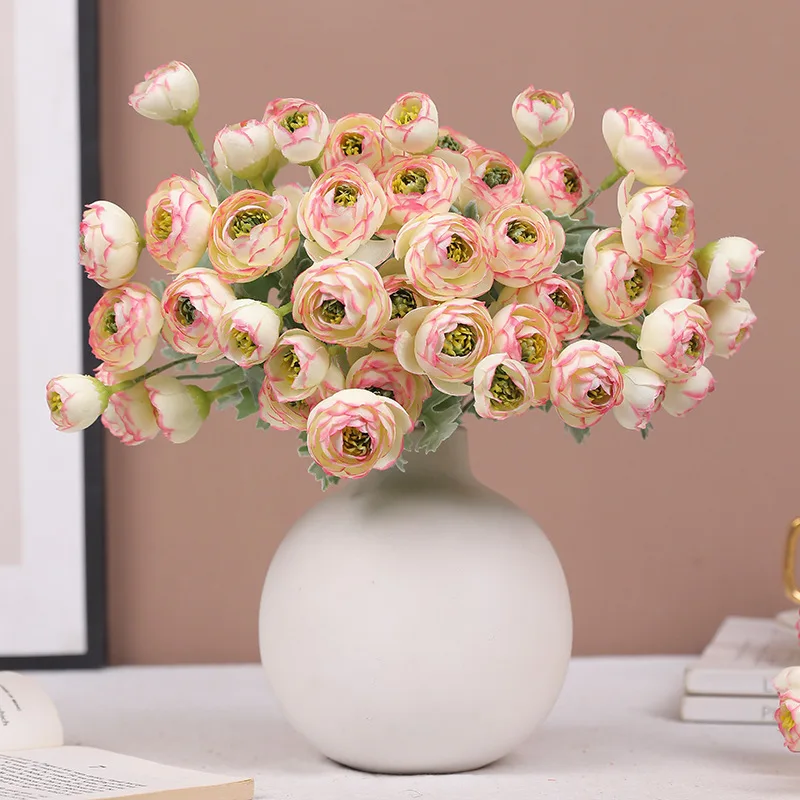 

4PCS European Vintage Artificial Silk Tea Rose Flower Small bud Bouquet Wedding Home Retro Fake Flower Party DIY Decoration