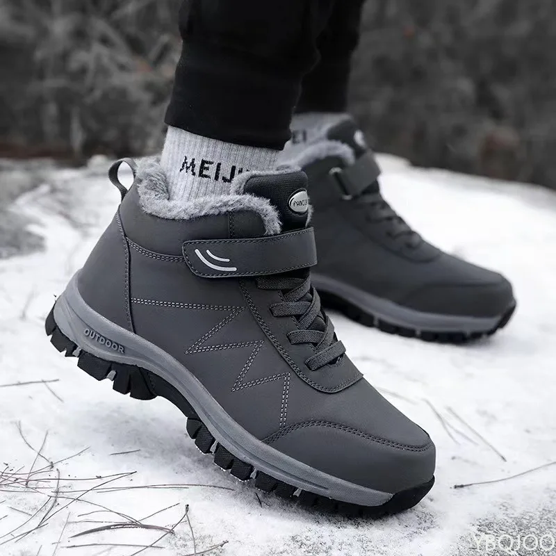 Nuevas botas de nieve gruesas y cálidas resistentes al frío para hombre, zapatos de senderismo de suela blanda, sencillos, cómodos, antideslizantes y resistentes al desgaste, para invierno